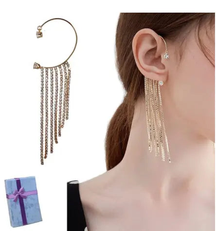 Diamond-Adorned Tassel Earrings for Women