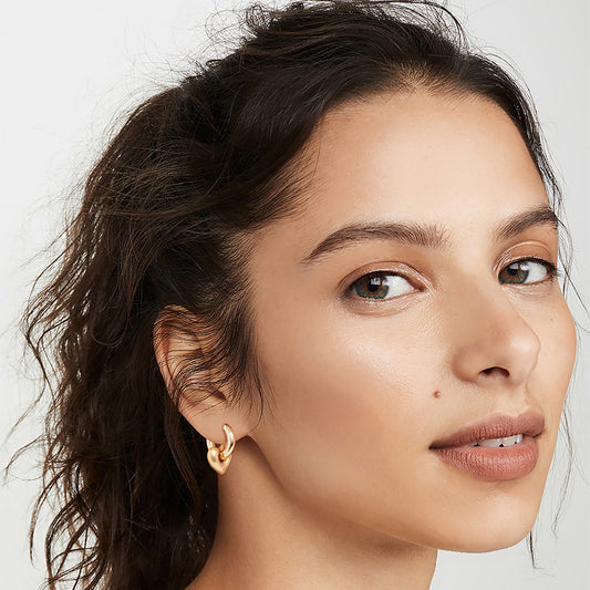 Women Personalized Retro Brass Plated Gold Earrings