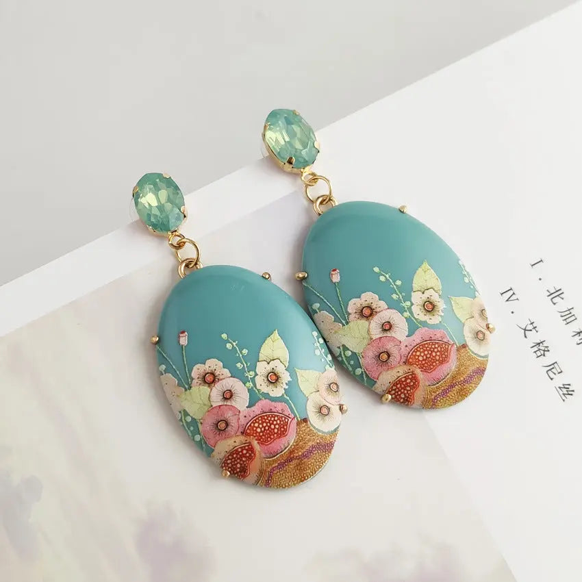 Women Earrings Flower Printed