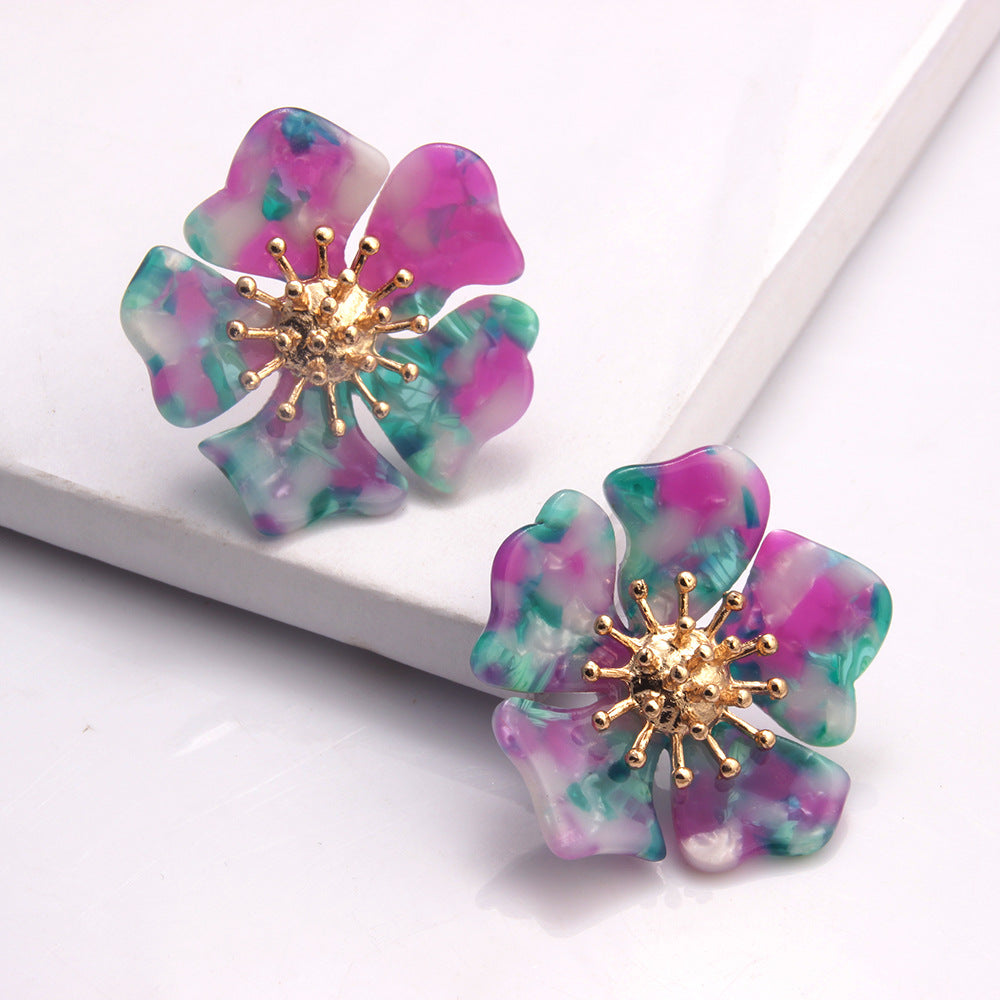 Women Elegant Alloy Flower Earrings