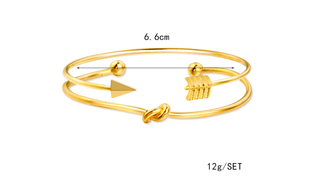Gold Crystal Heart Bracelet Set for Weddings