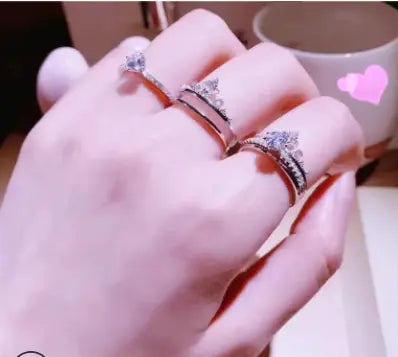 White Gold Gypsophila Crown Ring for Weddings