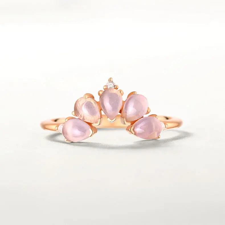 Women Pink Stone Petals Rings