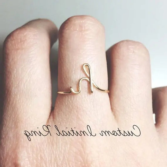 Gold Silver A-Z Initial Rings - Unisex