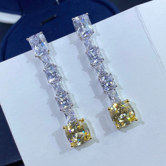 Women Radiant Yellow Diamond Earrings