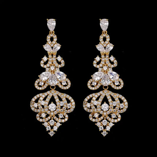 Women Exaggerated Temperament Long Zircon Earrings