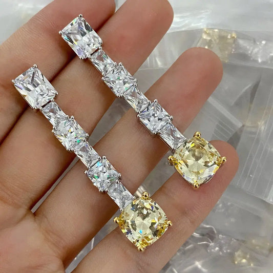 Women Radiant Yellow Diamond Earrings