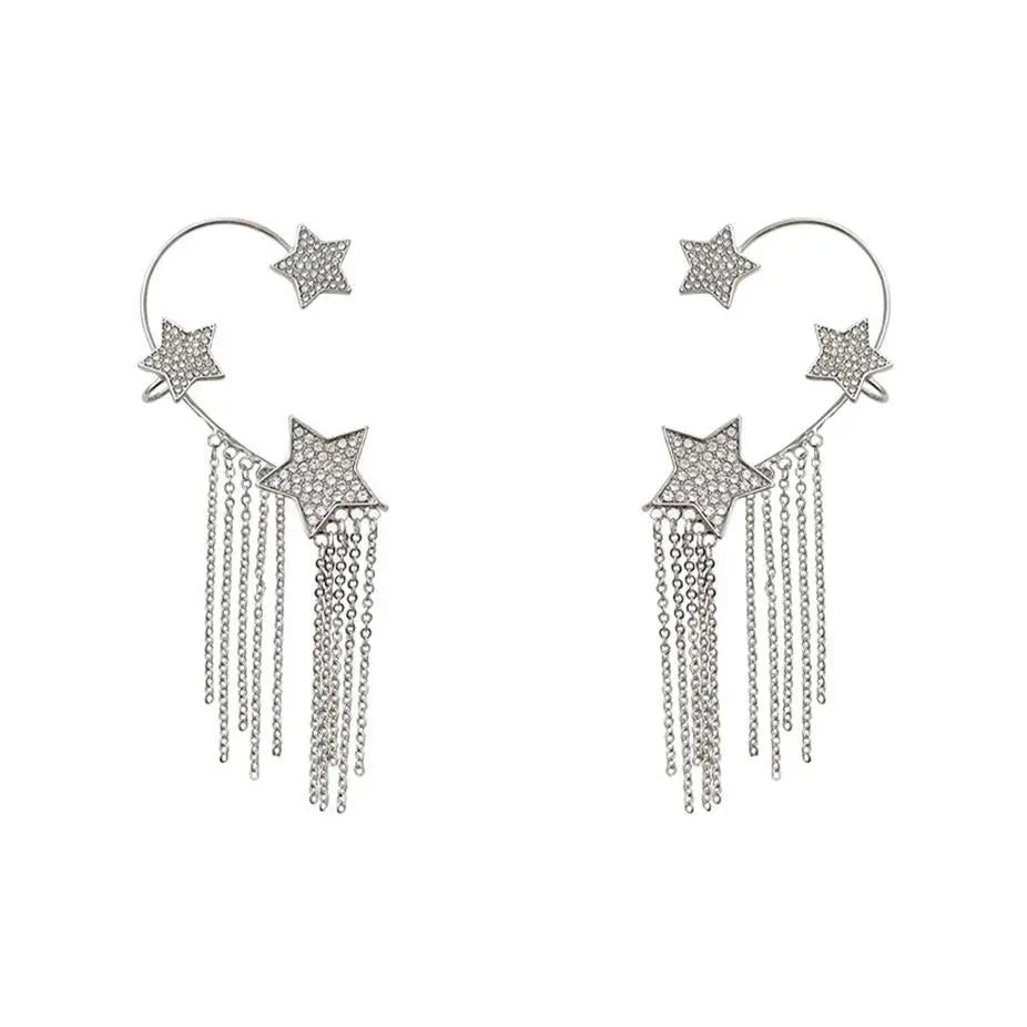 Women French Full Diamond Tassel Earrings