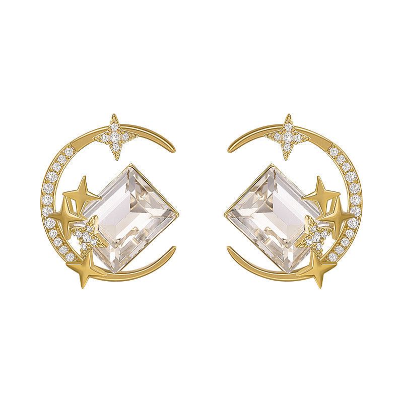925 Silver Moon Star Earrings