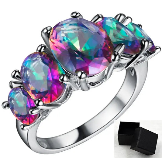 Rose Crystal CZ Ring- Colorful Fashion