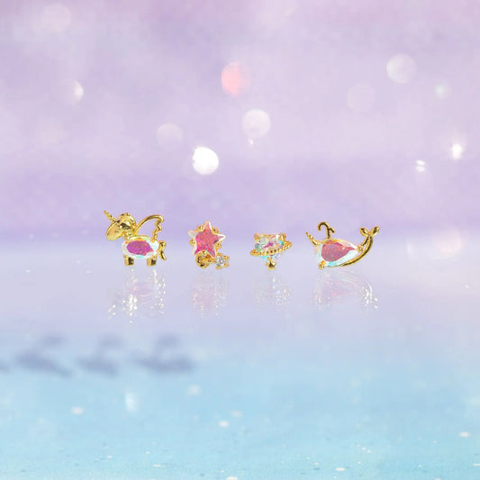 New Unicorn Heart Zircon Women Earrings