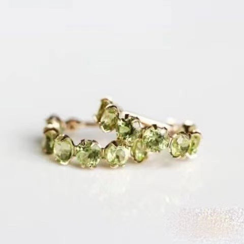 Women Olive Crystal Seven Small Diamond Earrings