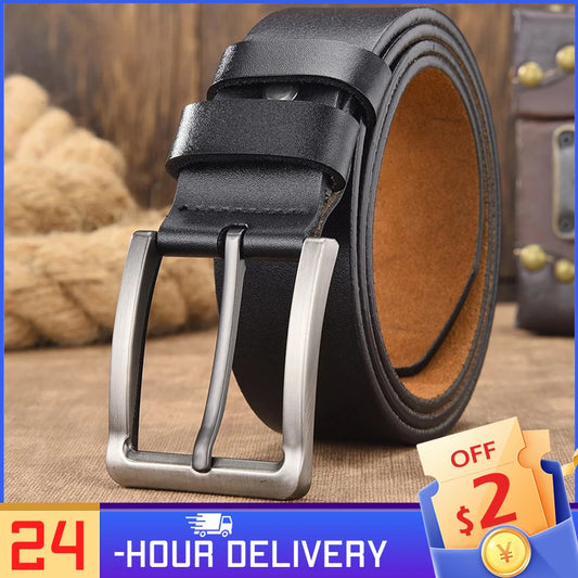 Ceinture de luxe en cuir véritable pour hommes - 100-130 cm
