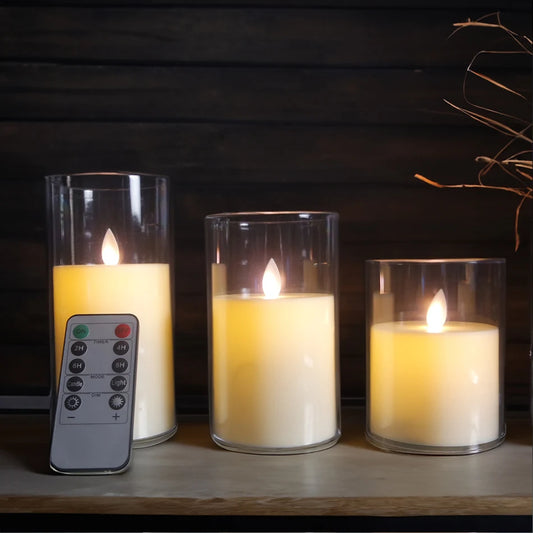 3PC Battery-Operated LED Candles - Swing Wick Remote Controlled