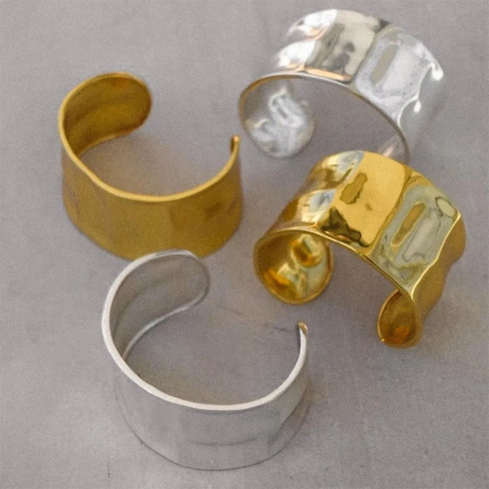 Adjustable Gold-Plated Cuff Bracelets for Women