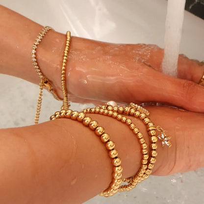 Gold-Plated Elastic Bead Bracelets for Women