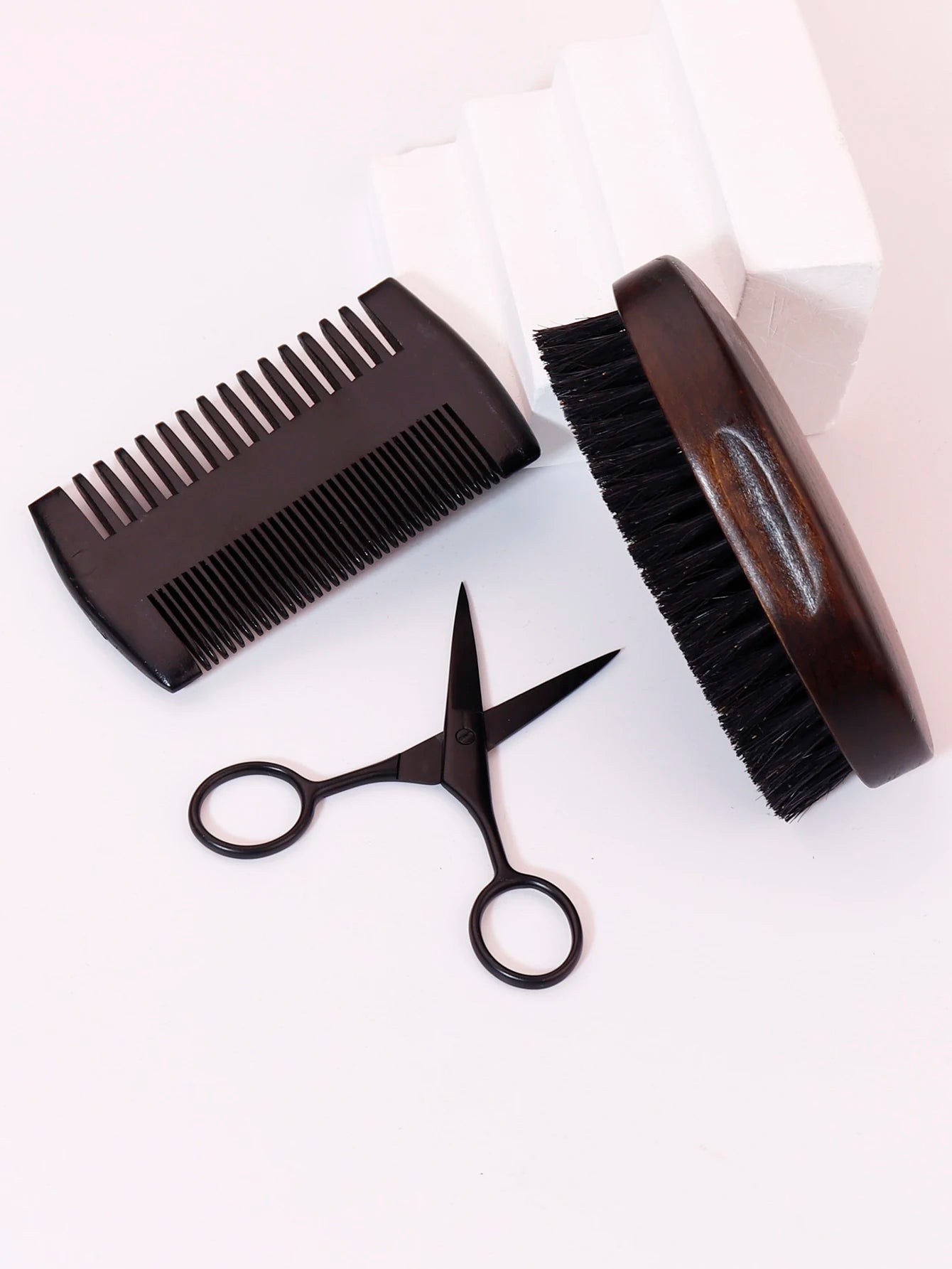 soft boar bristle beard brush, beard grooming set, beard comb and scissors, natural boar bristle brush for beard, beard care kit, beard styling tools, beard maintenance set, men’s grooming kit, beard trimming accessories, beard brush and comb set