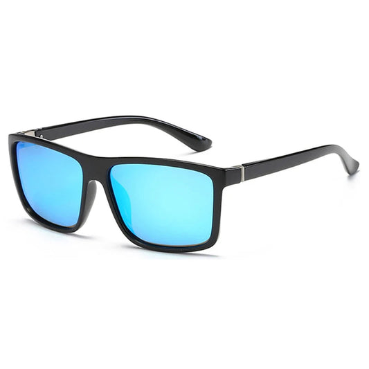 Schwarze quadratische polarisierte Sonnenbrille UV400 verspiegelt blau blendfrei Autofahrer-Sonnenbrille Unisex
