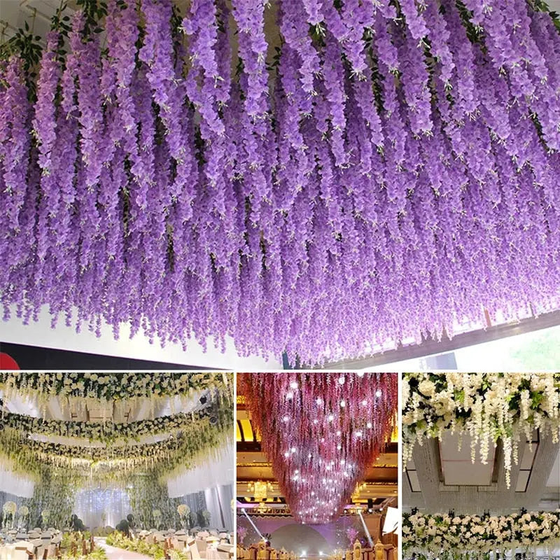 Couronne de rotin de fleurs de glycine artificielles - Décoration intérieure