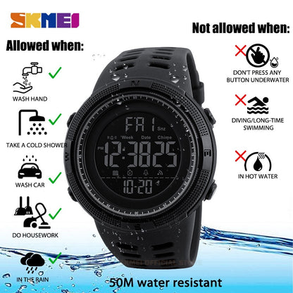 SKMEI Men's Outdoor Sport Watch - 5Bar Waterproof"