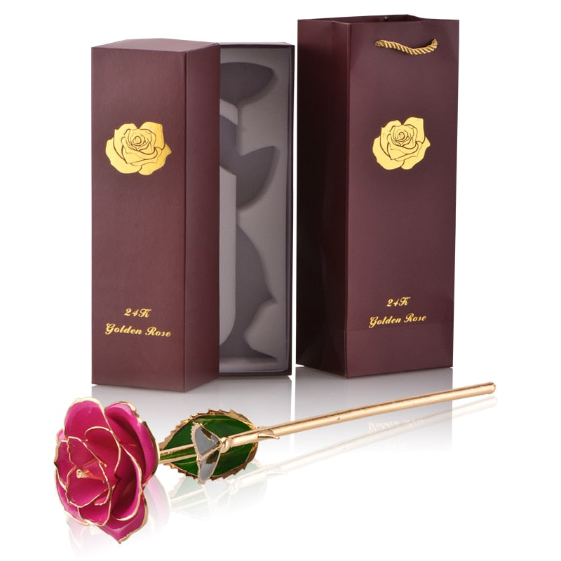 24k Gold Dipped Rose with Stand - Eternal Flower for Her