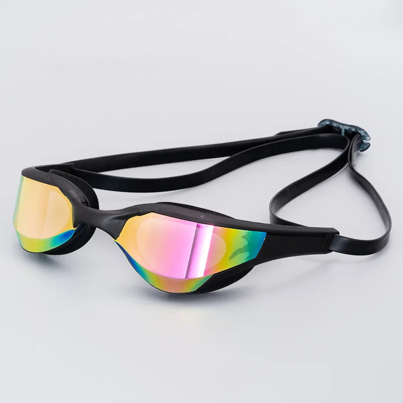 Lunettes de natation de course imperméables et antibuée – Plaqué argent cool pour hommes et femmes