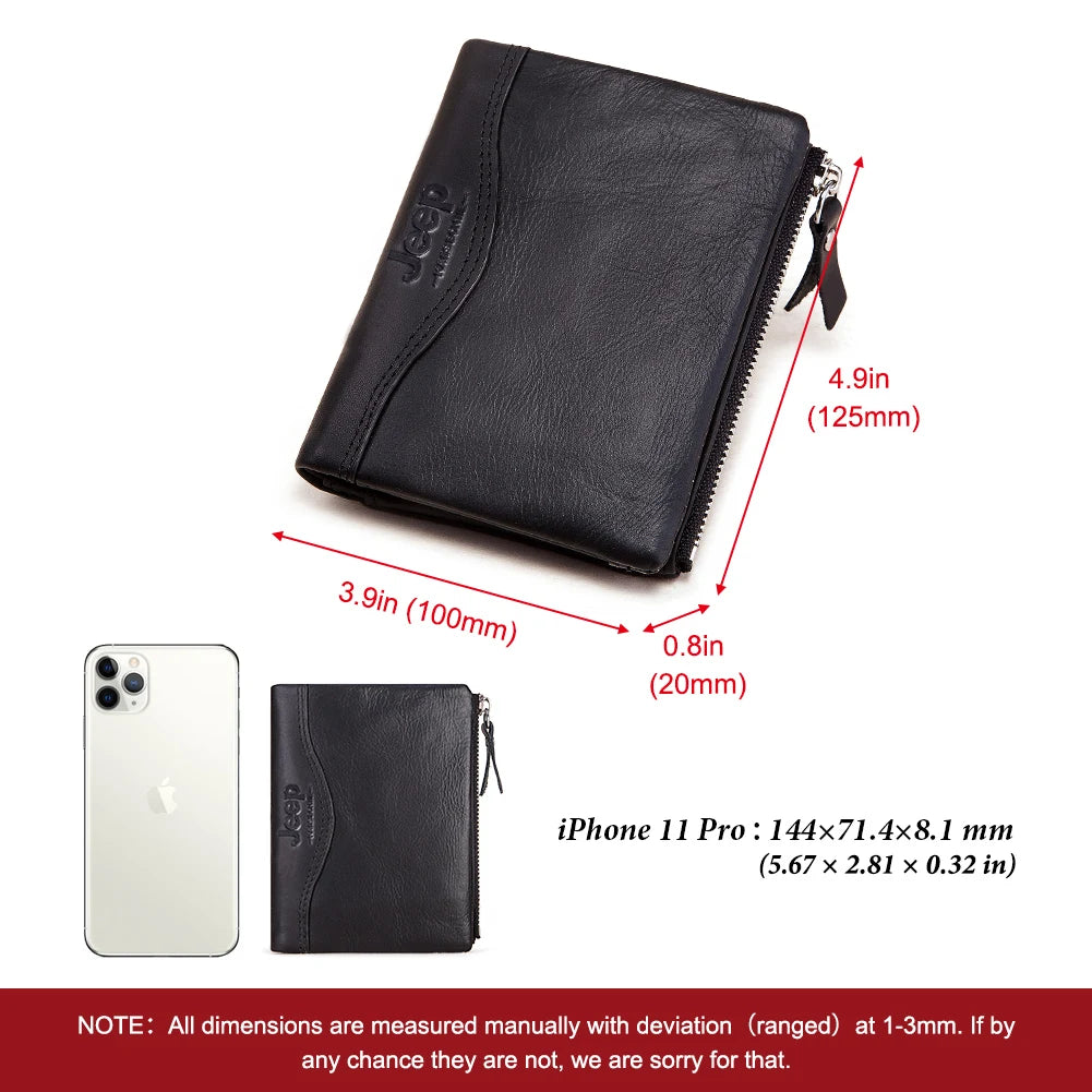 Men's Genuine Leather Wallet with Passport Holder Engraving