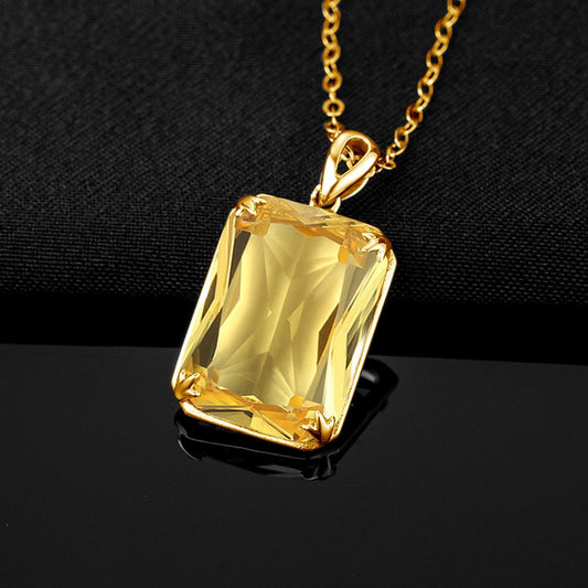 14K Gold Silver Pendant with Yellow Gemstone