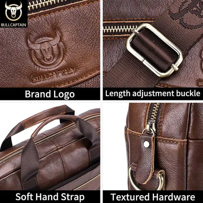 Genuine Leather Men's 14-Inch Laptop Bag
