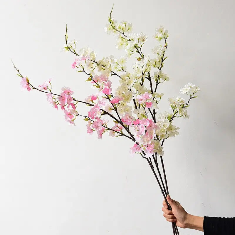 Branche de fleurs de cerisier artificielles - Fleurs en soie de 109 cm