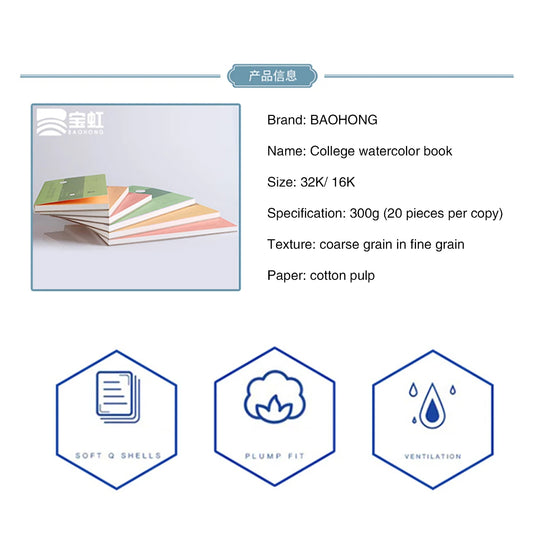 100% Cotton Watercolor Paper Pad 300gsm 20 Sheets