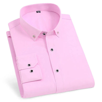 Men's Solid Color Long Sleeve Casual Business Shirt