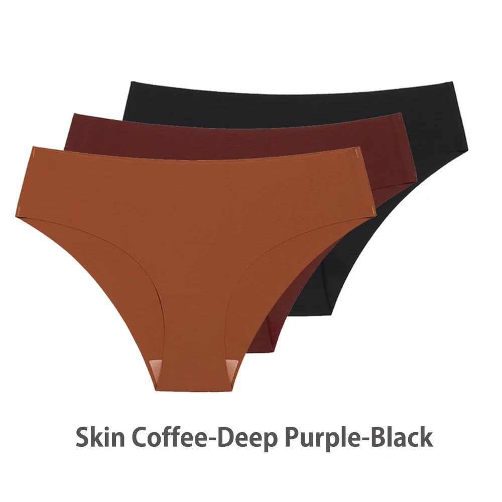 Sous-vêtements respirants taille basse pour femmes, slips en soie solide, culottes invisibles sans couture
