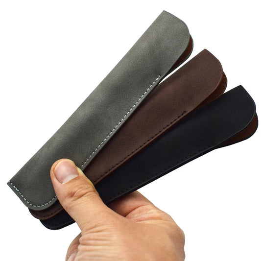 Soft PU Leather Pencil Case - Single Pen Holder, Stationery Storage for Office and School