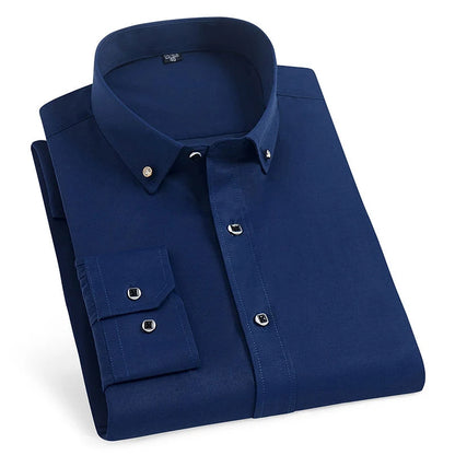Men's Solid Color Long Sleeve Casual Business Shirt