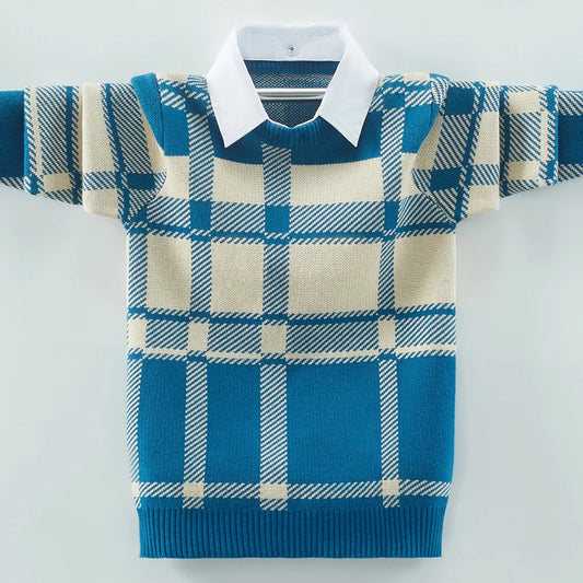 Boys' Removable Collar Winter Sweater Set