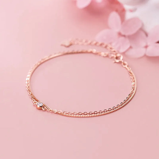 Gold CZ Zircon Chain Bracelet for Women