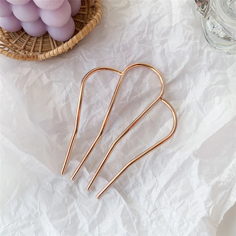 Elegant Gold U-Shaped Hairpin Set