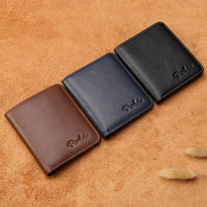 Genuine Leather Men's Wallet - Thin Black Cardholder