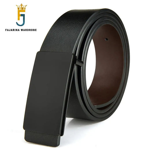 Ceinture noire en cuir véritable pour hommes