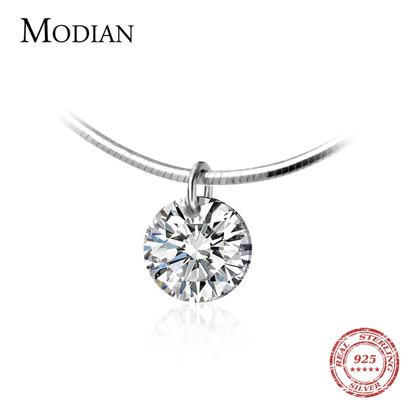 Collier pendentif rond en zircon