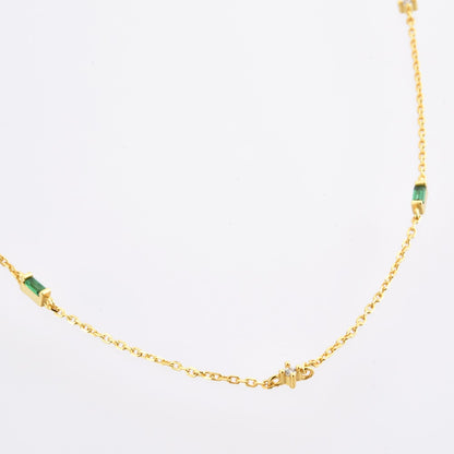Gold Green Zircon Choker Necklace