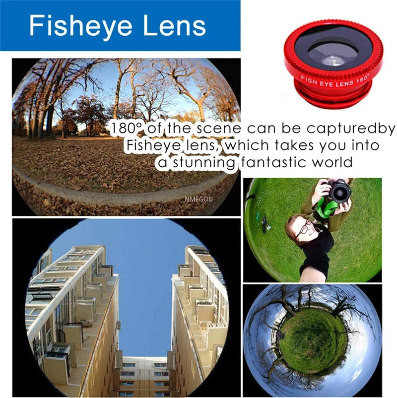 Portable 3-in-1 Fisheye Camera Lens for Smartphone