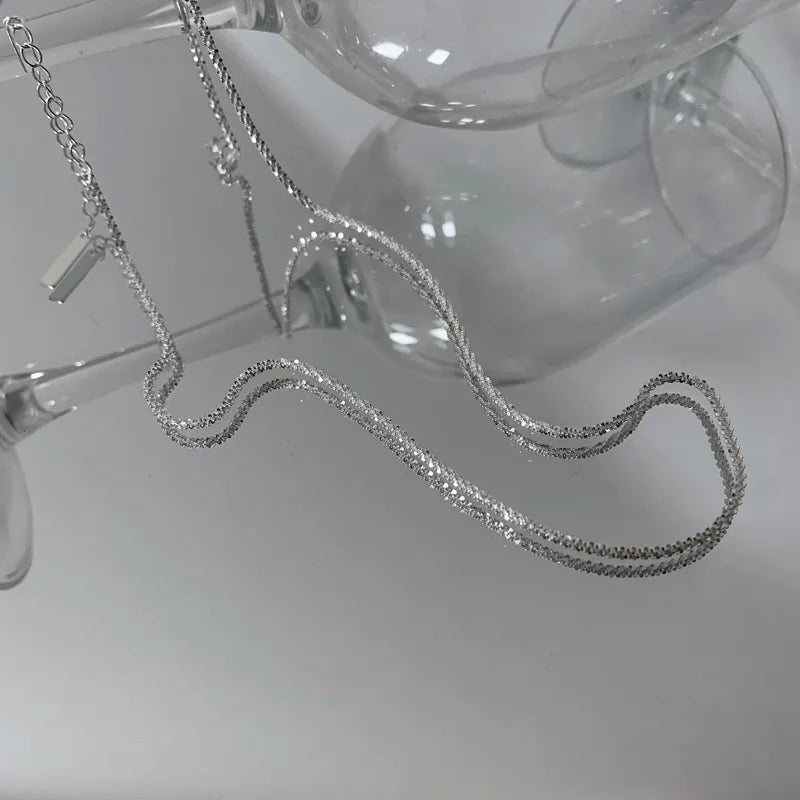 New 925 Sterling Silver Sparkling Clavicle Chain