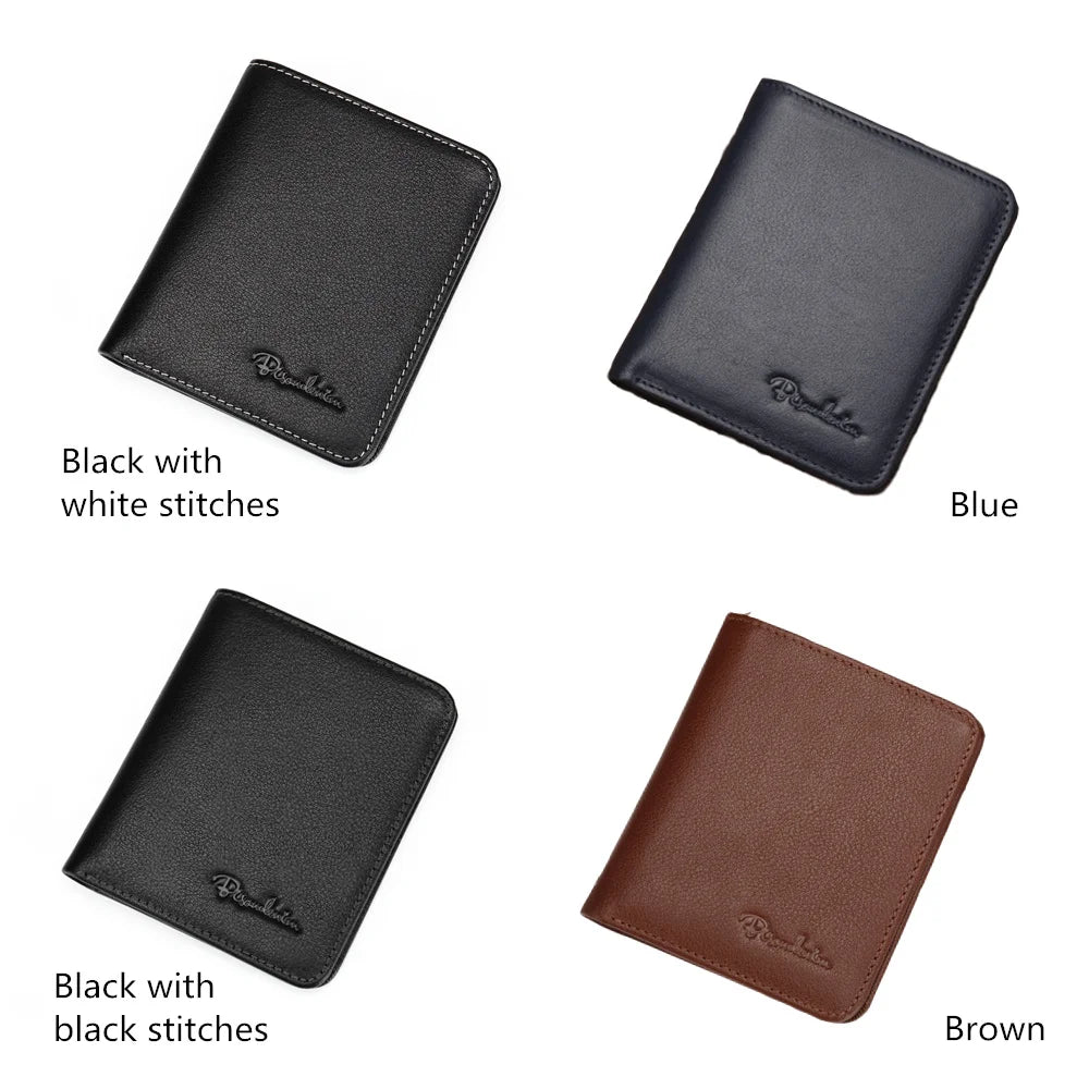 Genuine Leather Men's Wallet - Thin Black Cardholder
