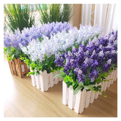 Flocked Plastic Lavender Bundle - Artificial Flowers for Home Decor