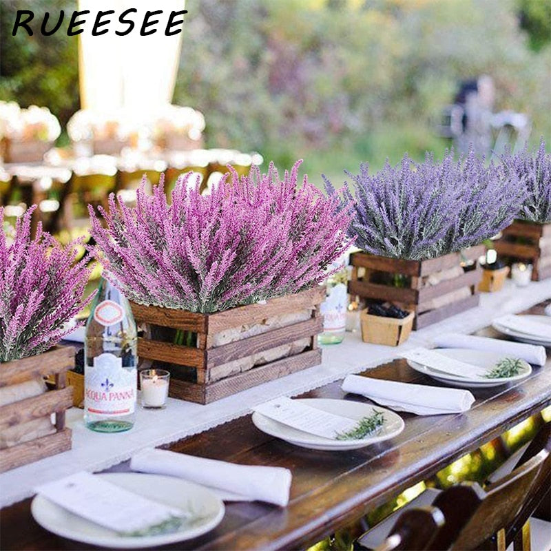 Flocked Plastic Lavender Bundle - Artificial Wedding Bouquet