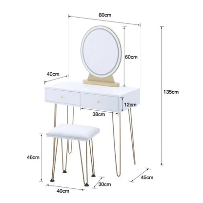 3-Drawer Desk with 360° Mirror