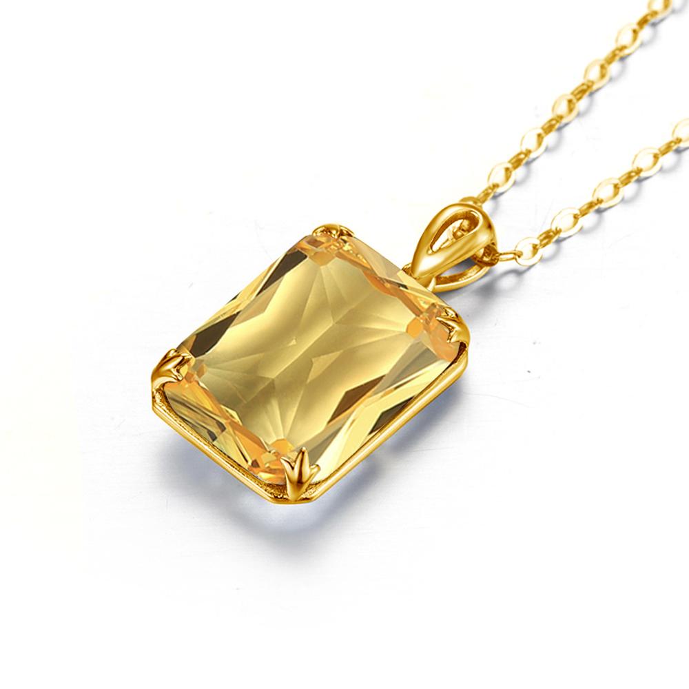 14K Gold Silver Pendant with Yellow Gemstone