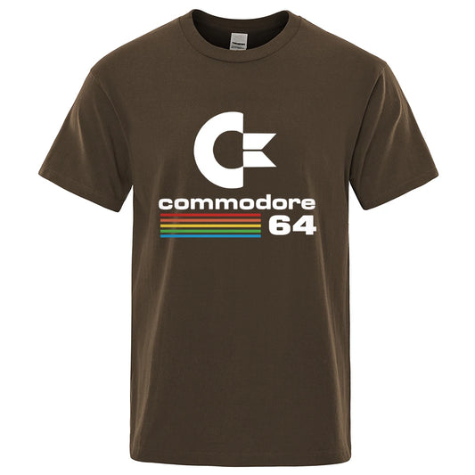 Men's Short Seleve Commodore 64 Retro Print Loose Summer Tee